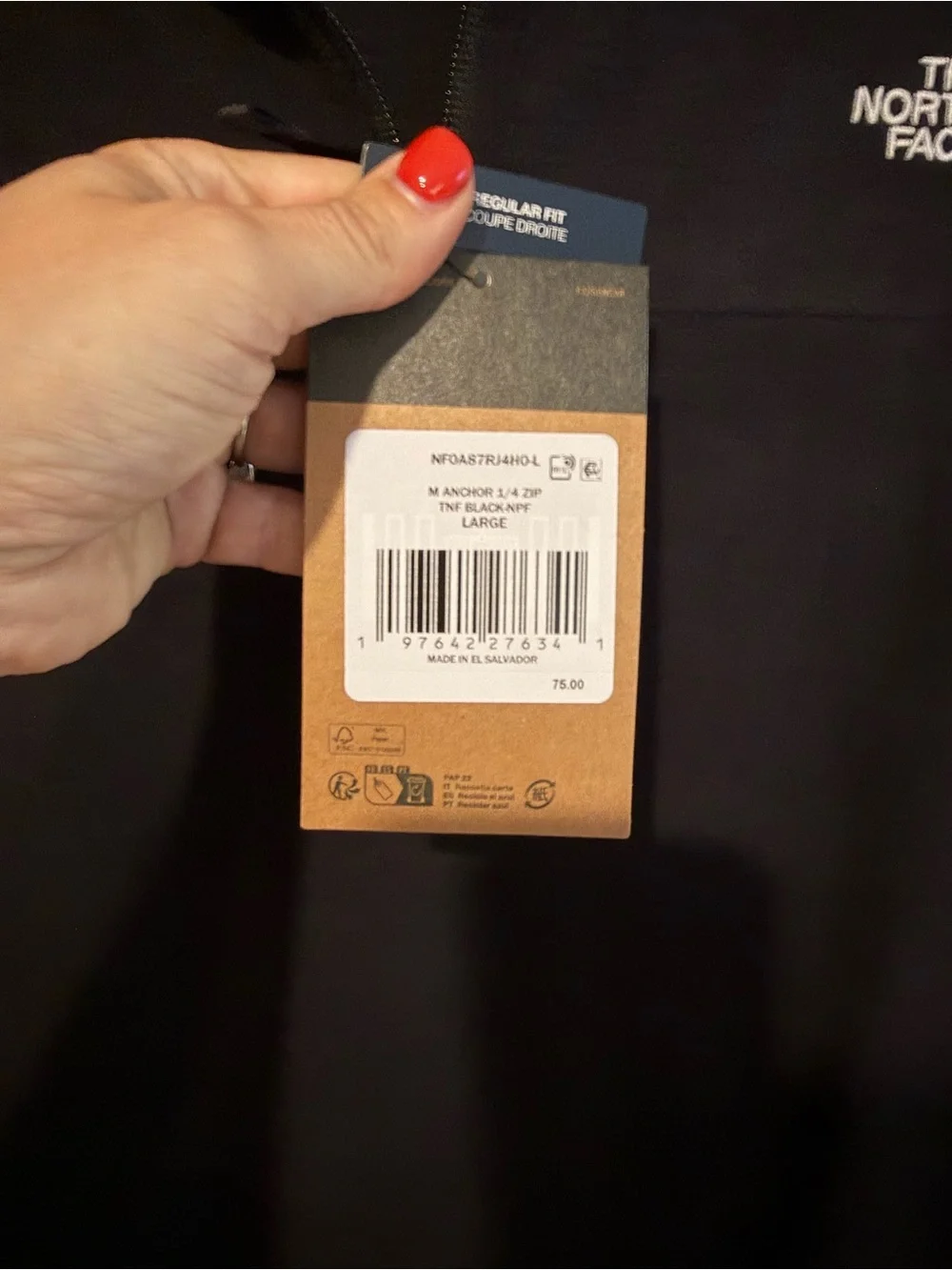 NWT The North Face Men's Anchor Black Quarter-Zip Fleece Pullover Size Large